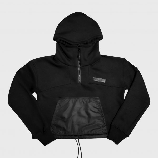 BRAAT Phantom Women Half-Zip High Neck Crop Hoodie-Front